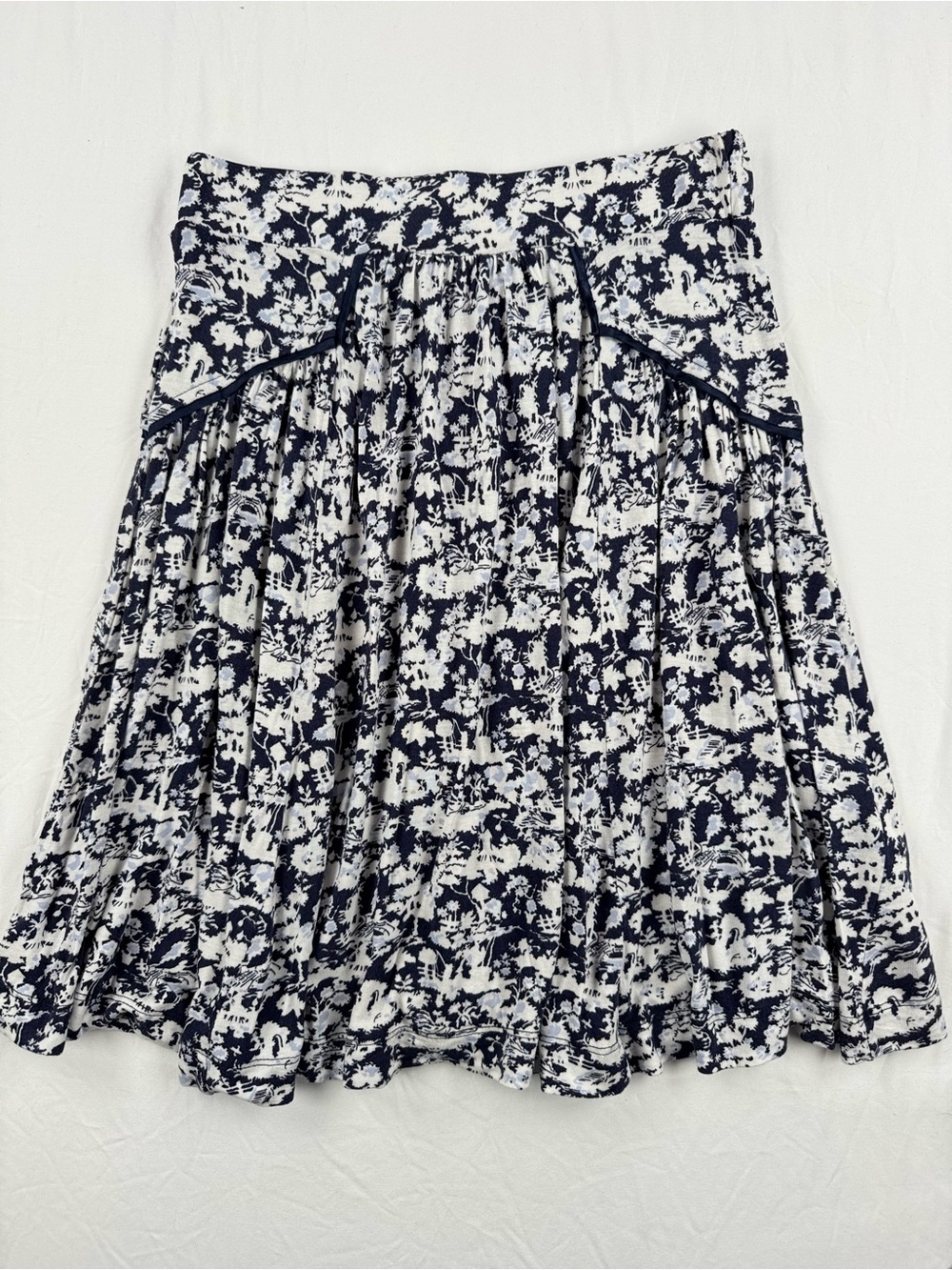 French Connection Navy and White Floral Circle Skirt